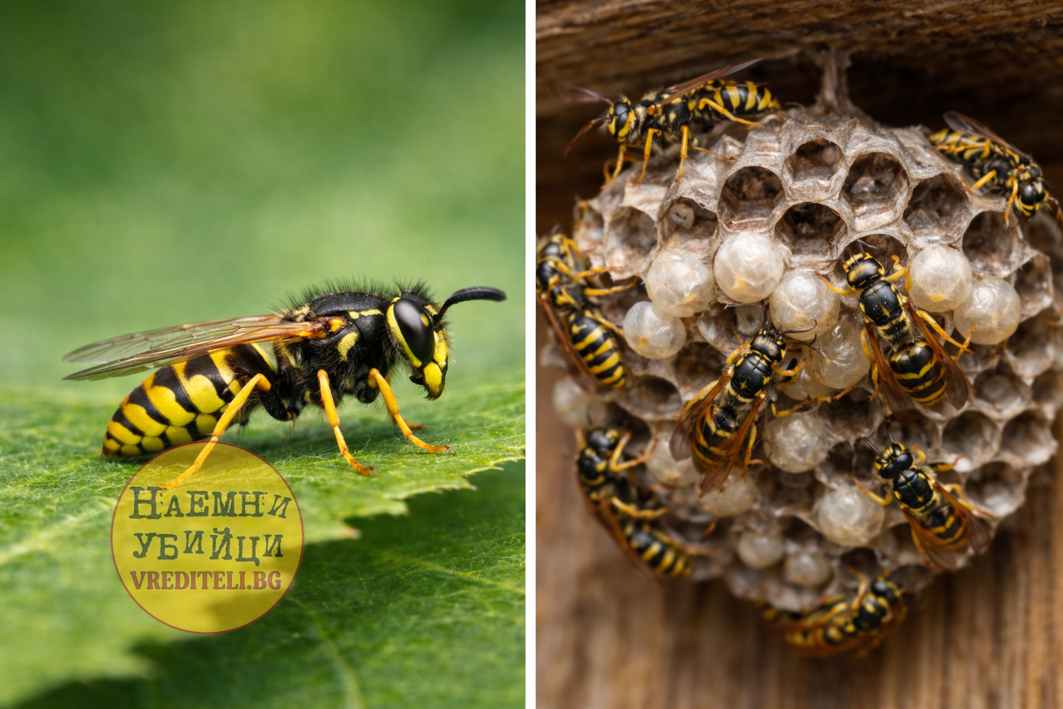 Германска оса (Vespula germanica) и нейното гнездо тип пита