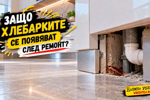 Обновена кухня с отворена зона около тръби и следи за проверка за хлебарки