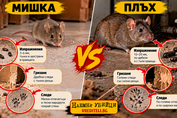 Сравнение на следи от мишка и плъх върху чиста повърхност
